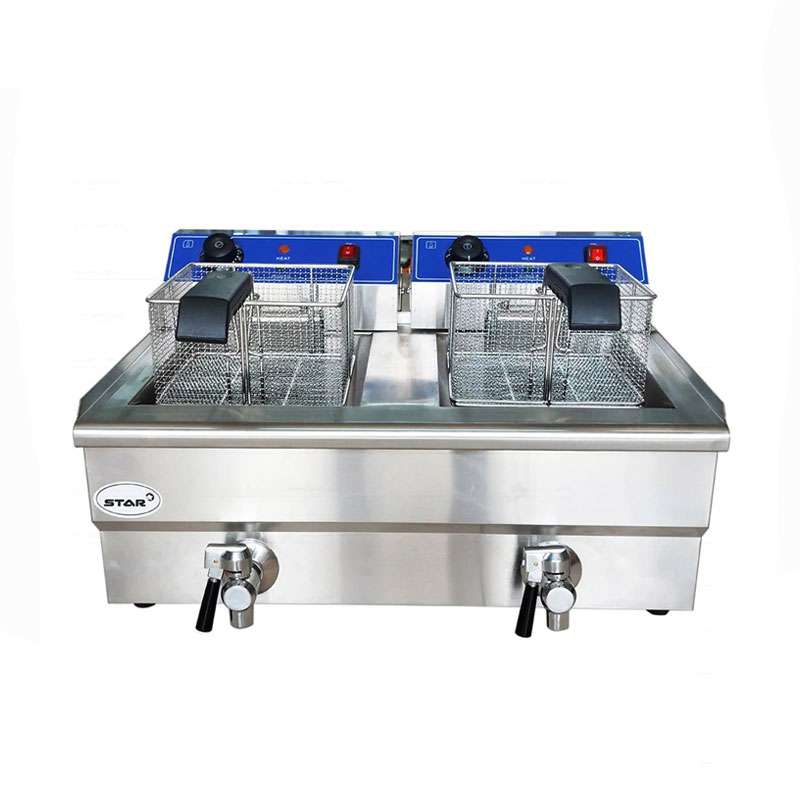 سرخ کن دو لگنه شیر تخلیه دار استار